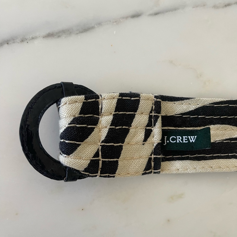 J Crew  Zebra Print Linen D-Ring Belt, Like New, 44" - Picture 4 of 6